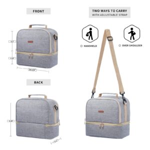 MOV COMPRA Movcompra Lunch Bag Women Flower Insulated Lunch Box for Work Double Deck Lunch Bag for Women