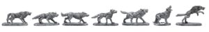 iron wind metals 7 piece wolf pack set - 100% lead-free pewter - classic fantasy miniatures for 28mm table top games - made in usa - ral partha miniatures