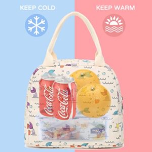 Lunch Bag Kids Girls Women Mermaid Lunchbag Cute Insulated Teens Cooler Tote Bag Reusable Adult Thermal Lunch Box for School Work Travel Picnic Hiking Beach (Beige)