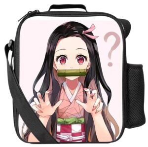 spirtude anime nezuko lunch box cooler bag lunch bag travel portable storage reusable crossing bag (nezuko)