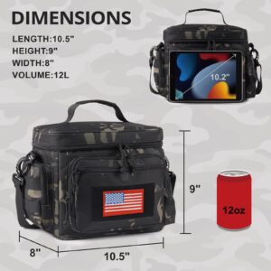 ATRIPACK Tactical Lunch Bag Medium Size (Camo-Black)& Tactical Pencil Case for Men Women Teens Boys Girls (Green)