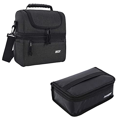 MIER 2 Compartment Lunch Bag and Small Lunch Bag