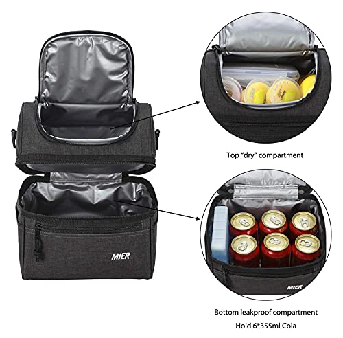 MIER 2 Compartment Lunch Bag and Small Lunch Bag