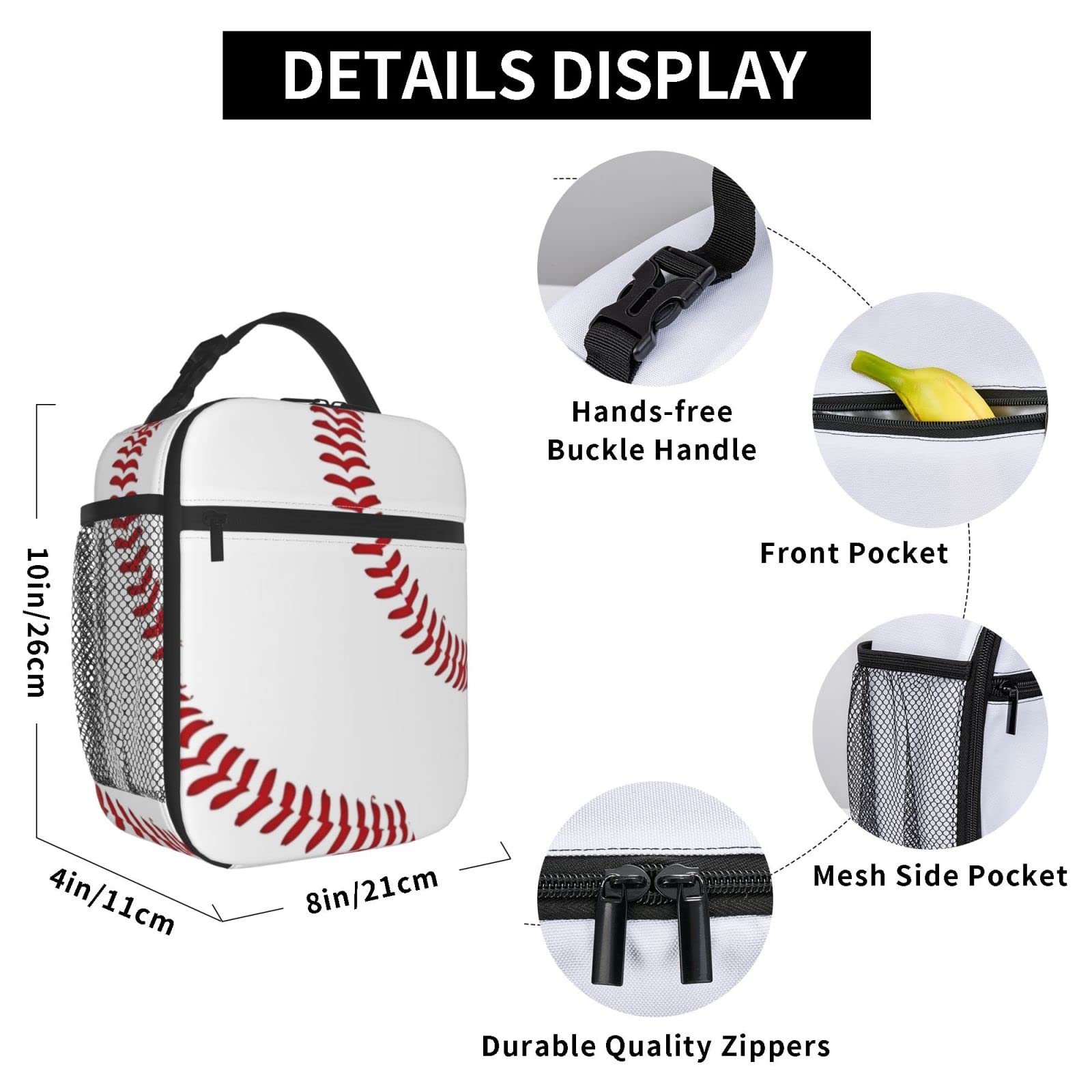 Lunch Box For Men Women Adults Gifts Small Lunch Bag For Office Work Reusable Portable Lunchbox Personalized Baseball Sports
