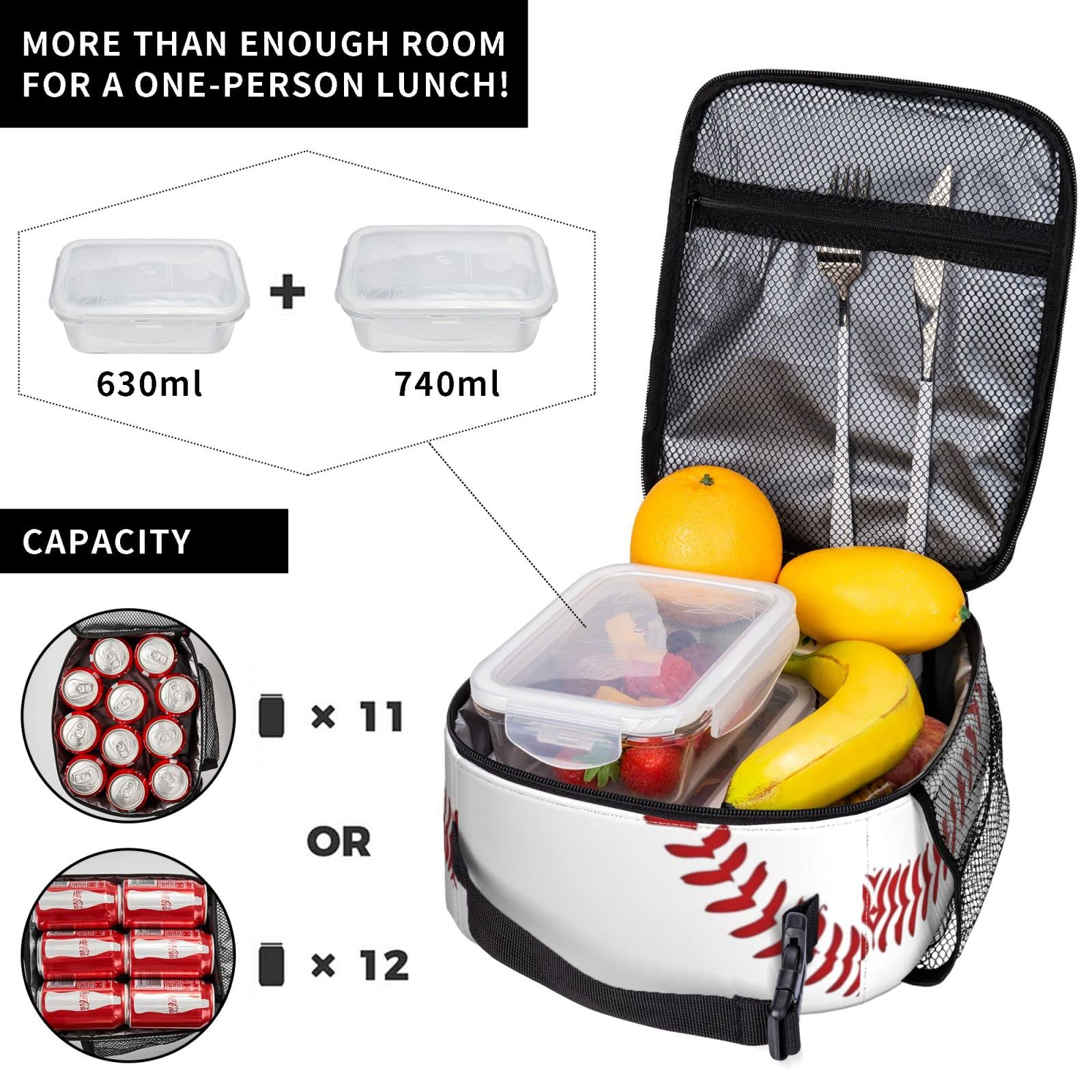 Lunch Box For Men Women Adults Gifts Small Lunch Bag For Office Work Reusable Portable Lunchbox Personalized Baseball Sports