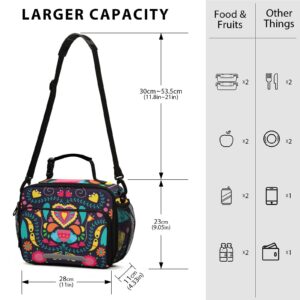 QwThum Bohemia Kids Lunch Bag Lunch Box Organizer Double Insulated Lunch Holder Waterproof and Reusable Meal Bag for Teens Women Men