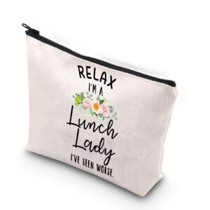 xyanfa school lunch lady cosmetic bag appreciation gift for school lunch staff lunch aide cafeteria worker bag (relax lunch lady)