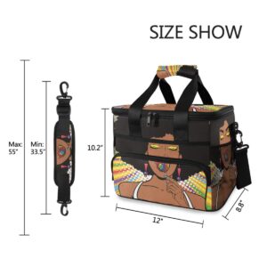 ALAZA African American Woman with Afro Hair Large Capacity Cooler Tote Insulated Lunch Bag Lunch Cooler Bag