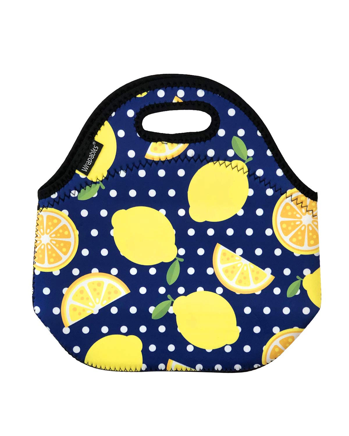 allydrew Insulated Neoprene Lunch Bag Zipper Lunch Box Tote, Lemons