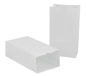 self-standing plain white paper lunch bags (100pk) 5-1/8 x 3-1/8 x 10-5/8 - birthdays, weddings, bar or bat mitzvahs, party favor bags, school projects - goodie treat bags - includes free recipe ebook