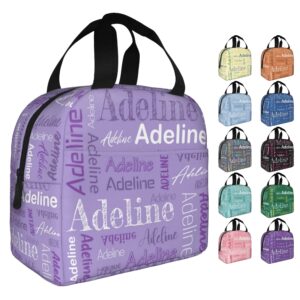 custom name lunch bag personalized insulated lunch box customized cooler lunch tote bag for boys girls office picnic camping lightpurple