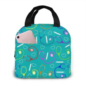 medical theme nurse lunch bag for women insulated lunch box reusable cooler tote bag for work picnic travel