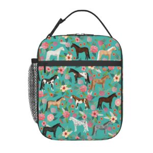 horse and flower lunch box insulated lunch bags zipper lunch bag cooler tote bag for teens men women office picnic