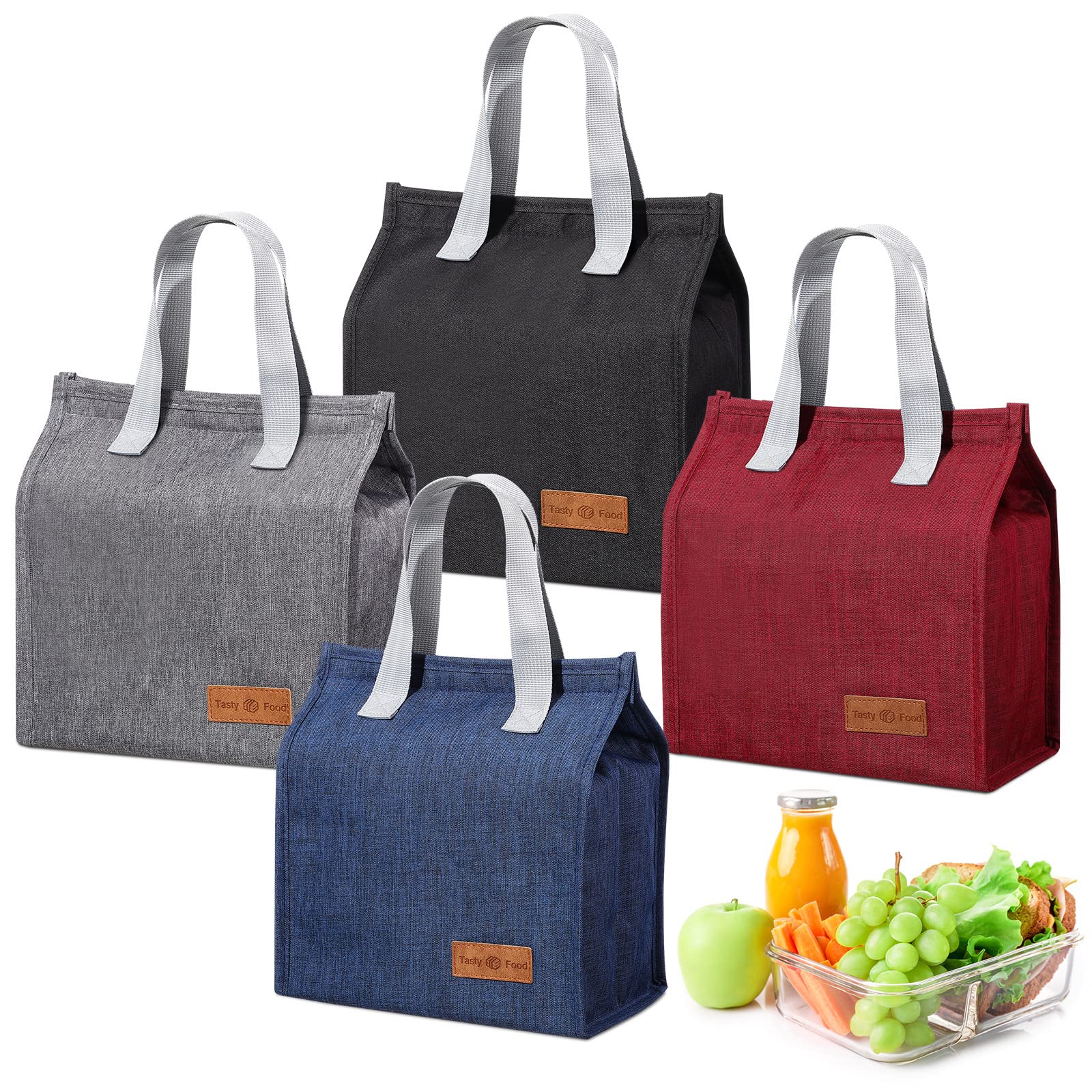 Photect 4 Pcs Lunch Bag Insulated Sandwich Container Reusable Snack Bags for Women Men Small Cooler Bags Insulated Waterproof Lunch Bag Aesthetic Lunch Bags for Picnic Outdoor Work Office