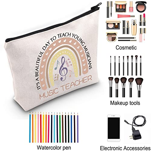 ZJXHPO Music Teacher Cosmetic Bag It’s A Beautiful Day To Teach Young Musicians Music Teacher Makeup Bag With Zipper Music Teacher Inspired Gifts (Music Teacher)