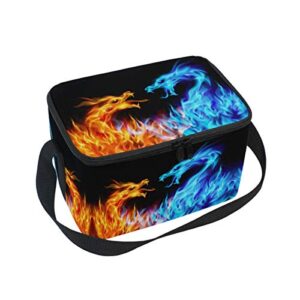 alaza fire dragon insulated lunch bag box cooler bag reusable tote bag outdoor travel picnic bag with shoulder strap for women men adults kids