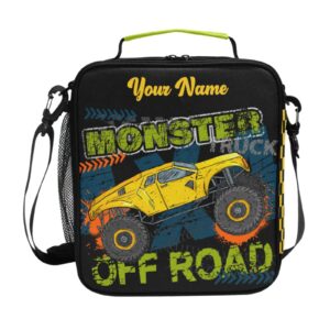 beeplus custom personalized monster truck kids lunch box boys girls insulated lunch box reusable lunch tote kit for school travel