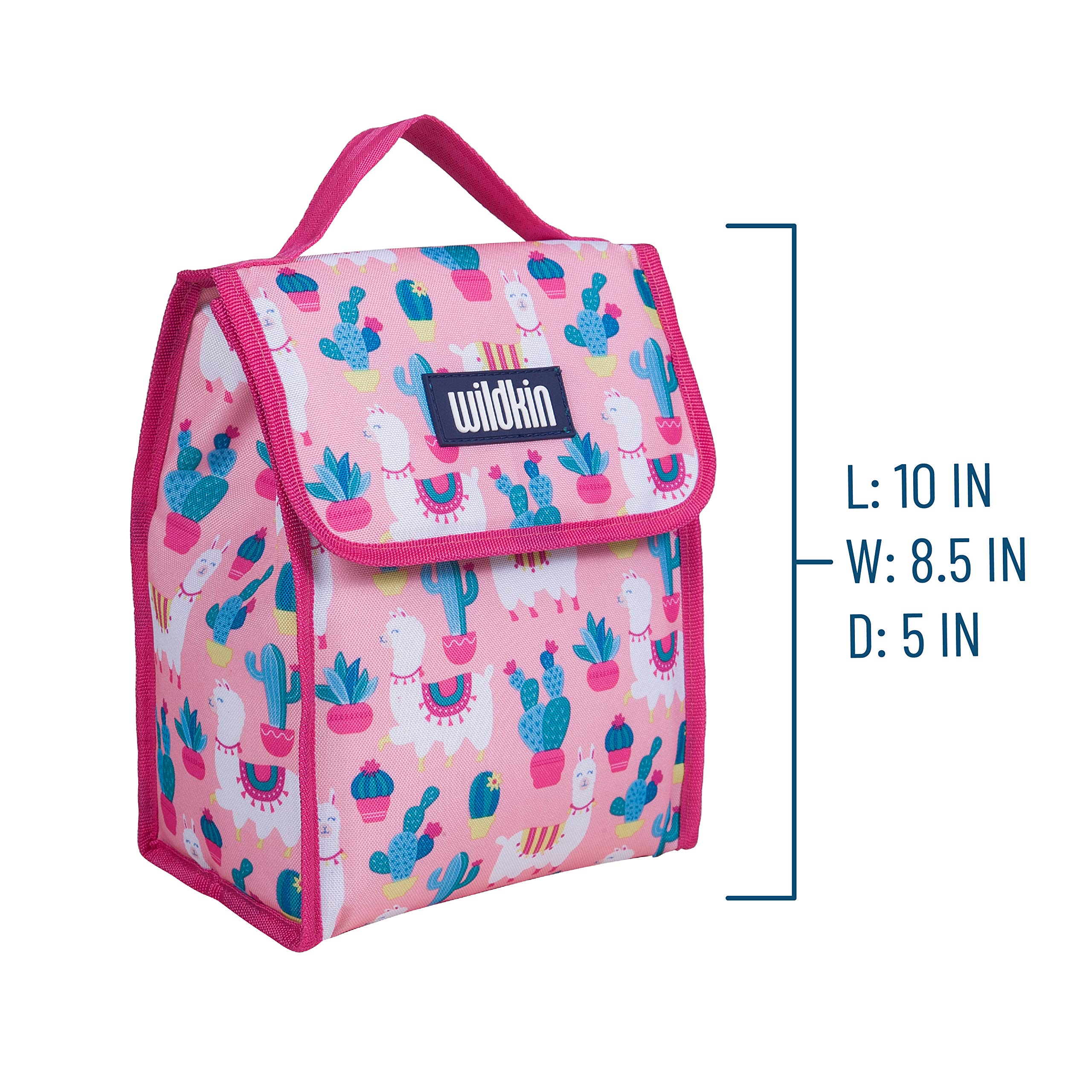 Wildkin 12 Inch Backpack Bundle with Insulated Lunch Bag (Llamas and Cactus Pink)