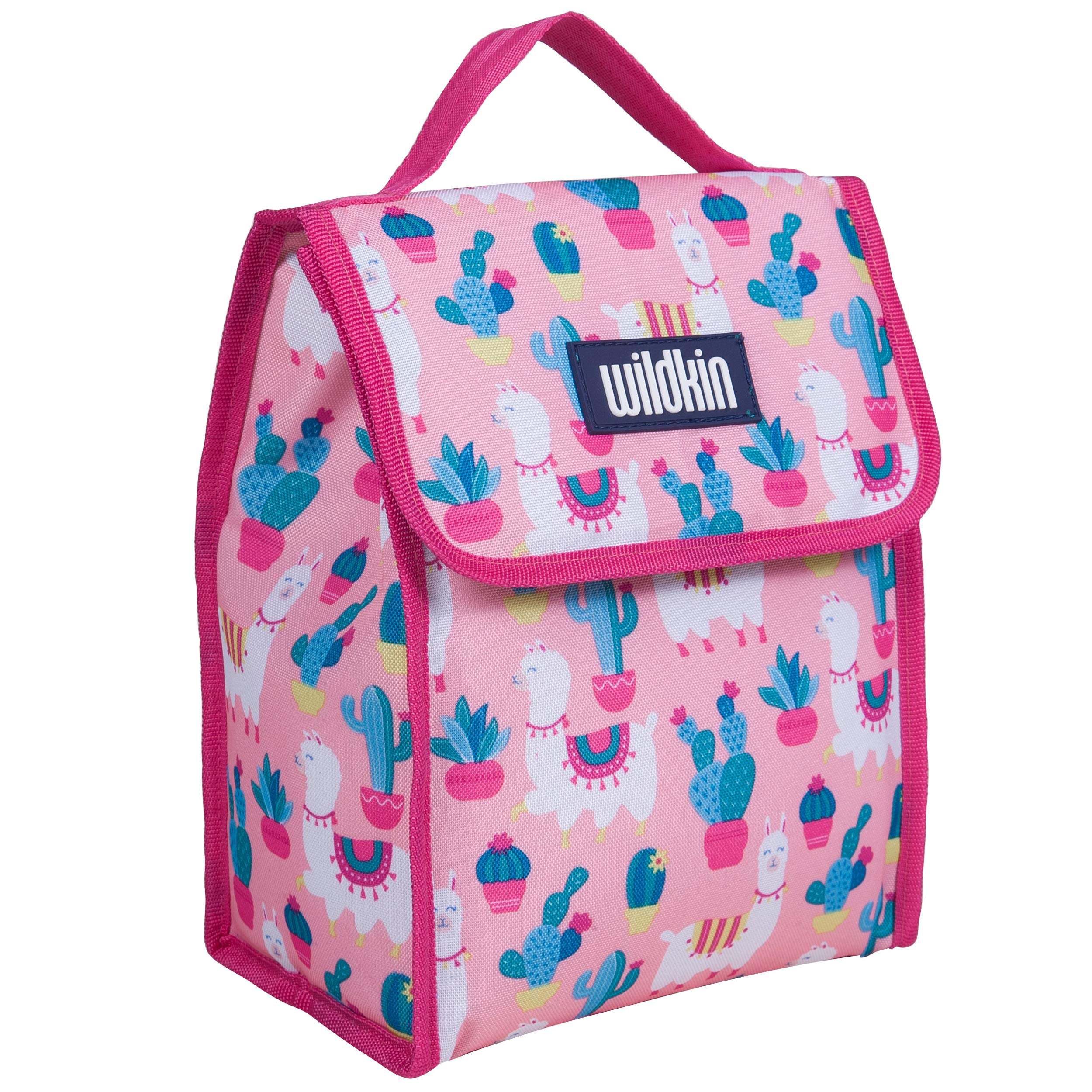 Wildkin 12 Inch Backpack Bundle with Insulated Lunch Bag (Llamas and Cactus Pink)