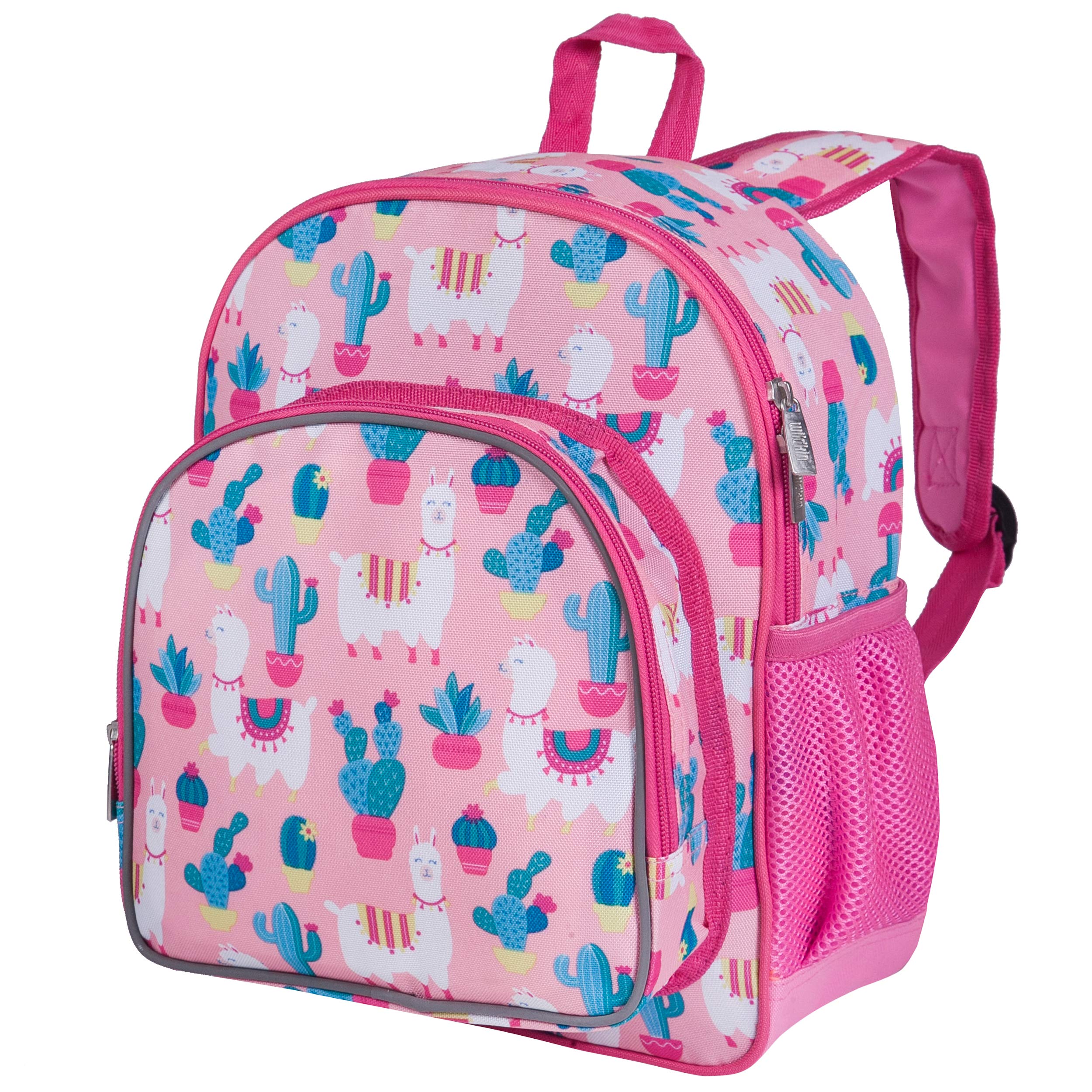 Wildkin 12 Inch Backpack Bundle with Insulated Lunch Bag (Llamas and Cactus Pink)