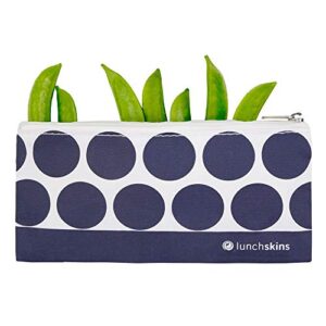 lunchskins z-sm-dot-nav reusable zippered snack bag, food bag, storage bag, navy dot