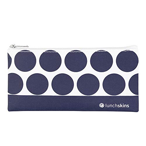 Lunchskins Z-SM-DOT-NAV Reusable Zippered Snack Bag, Food Bag, Storage Bag, Navy Dot