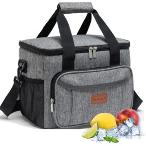 tomule insulated lunch bag for men women - 3+years old (15l, grey)