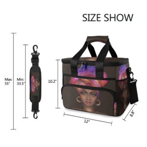 HMZXZ Large Cooler Lunch Bag African American Pretty Women 24-Can (15L) Insulated Lunch Box Soft Leakproof Cooler Cooling Tote Bag for Adult Men Women Camping, Picnic, BBQ