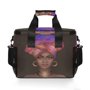 HMZXZ Large Cooler Lunch Bag African American Pretty Women 24-Can (15L) Insulated Lunch Box Soft Leakproof Cooler Cooling Tote Bag for Adult Men Women Camping, Picnic, BBQ