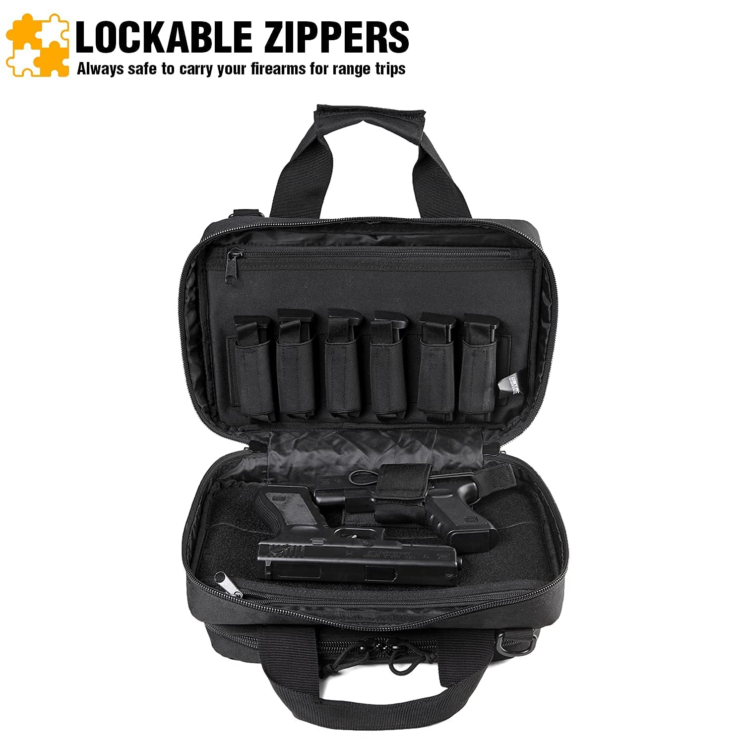 DBTAC Range Bag Soft Pistol Case XS (Urban Black) + Tactical Lunch Bag (Black), Durable Material with adjustable shoulder strap, Multi-functional Design