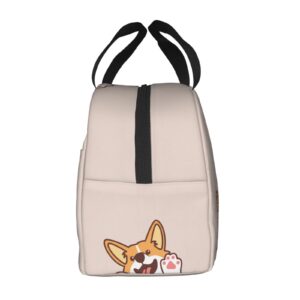 Lunch Bag Cute Welsh Corgi Dog Waving Paw Insulated Lunch Box Teen School Reusable Bags Meal Portable Container Tote For Boys Girls Travel Work Picnic Boxes