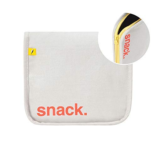 Fluf Snack Mat: Reusable Snack & Sandwich Bag and Placemat | 100% Organic Cotton with RPET Lining | Tested Food-Safe | Rinsable & Machine Washable (Snack Orange | Yellow Zip)