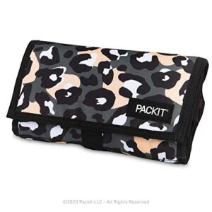 PackIt Freezable Lunch Bag, Wild Leopard Gray, Built with EcoFreeze Technology, Foldable, Reusable, Zip and Velcro Closure with Buckle Handle, Perfect for Lunches