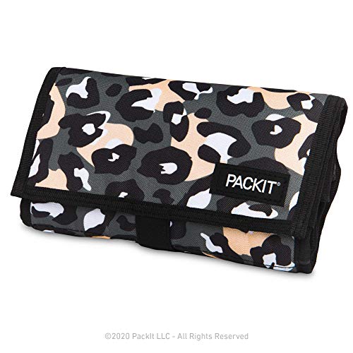 PackIt Freezable Lunch Bag, Wild Leopard Gray, Built with EcoFreeze Technology, Foldable, Reusable, Zip and Velcro Closure with Buckle Handle, Perfect for Lunches