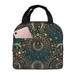 echoserein magical astrology moon star lunch bag insulated lunch box reusable lunchbox waterproof portable lunch tote for women men girls boys