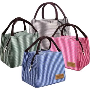 lunch bag 4pcs lunch organizer for office lunch cooler with zip closure foldable lunch tote bag, reusable lunch holder insulated lunch container picnic bag for men women