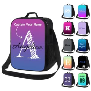 vyacrtax custom lunch bag - personalized lunch box with name, text - insulated cooler lunch box with adjustable shoulder strap - school, picnic, work, outdoor, travel