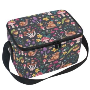 zzxxb snail mushroom floral insulated lunch bag cooler reusable lunch box school office travel picnic tote bag for women men kids