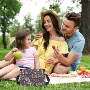 ZZXXB Snail Mushroom Floral Insulated Lunch Bag Cooler Reusable Lunch Box School Office Travel Picnic Tote Bag for Women Men Kids