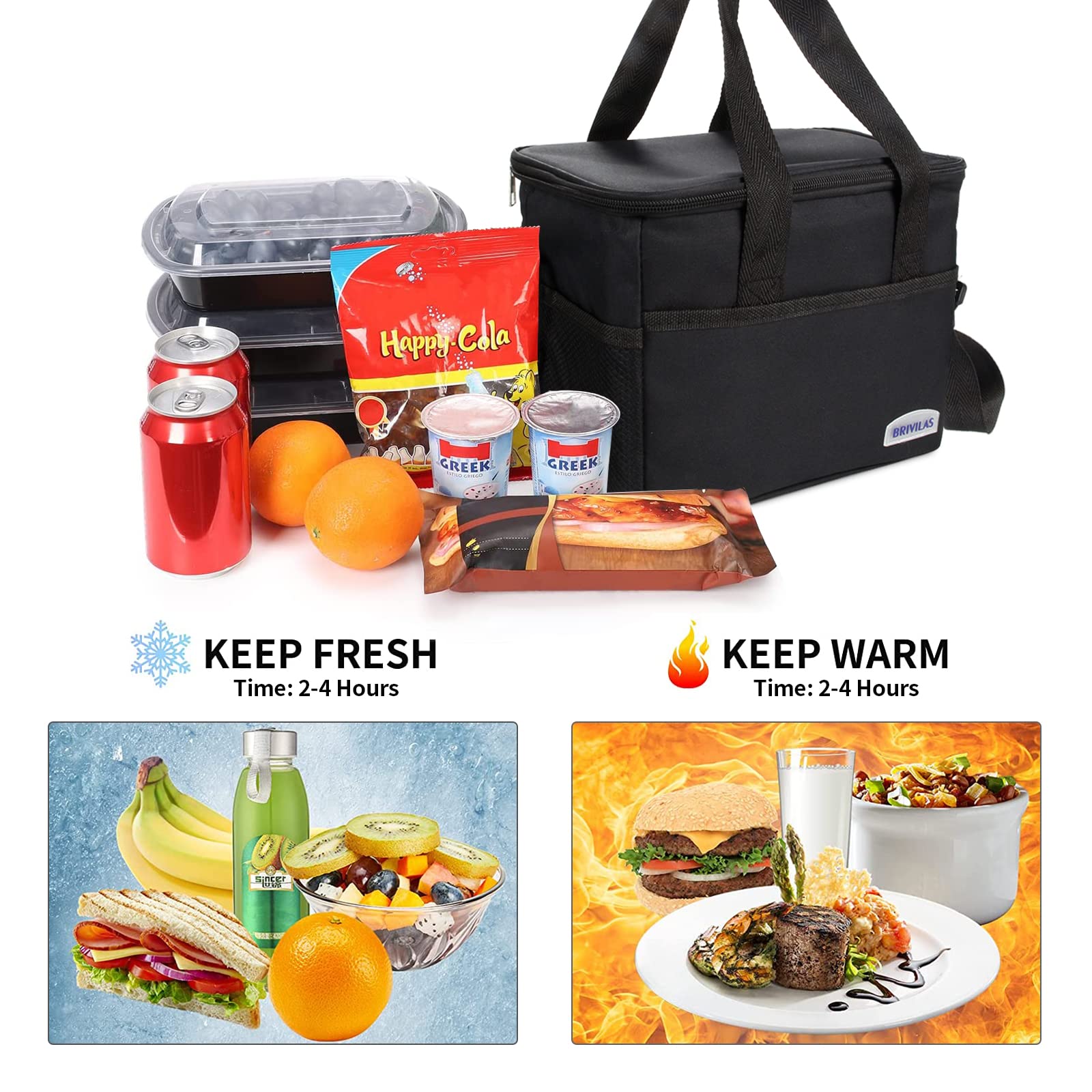 ZGWJ Leakproof Reusable Insulated Cooler Lunch Bag for Men and Women - Office Work Picnic Hiking Beach Lunch Box Organizer