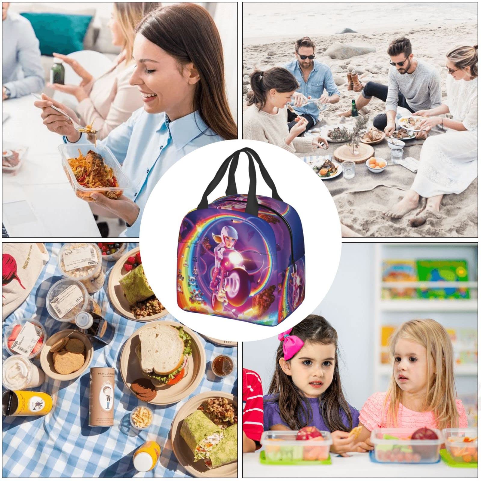 Waterproof Insulated Lunch-Bag for Work/Picnic/Travel Reusable Pea-ch Lunch-Box Large Capacity Tote Meal Bag