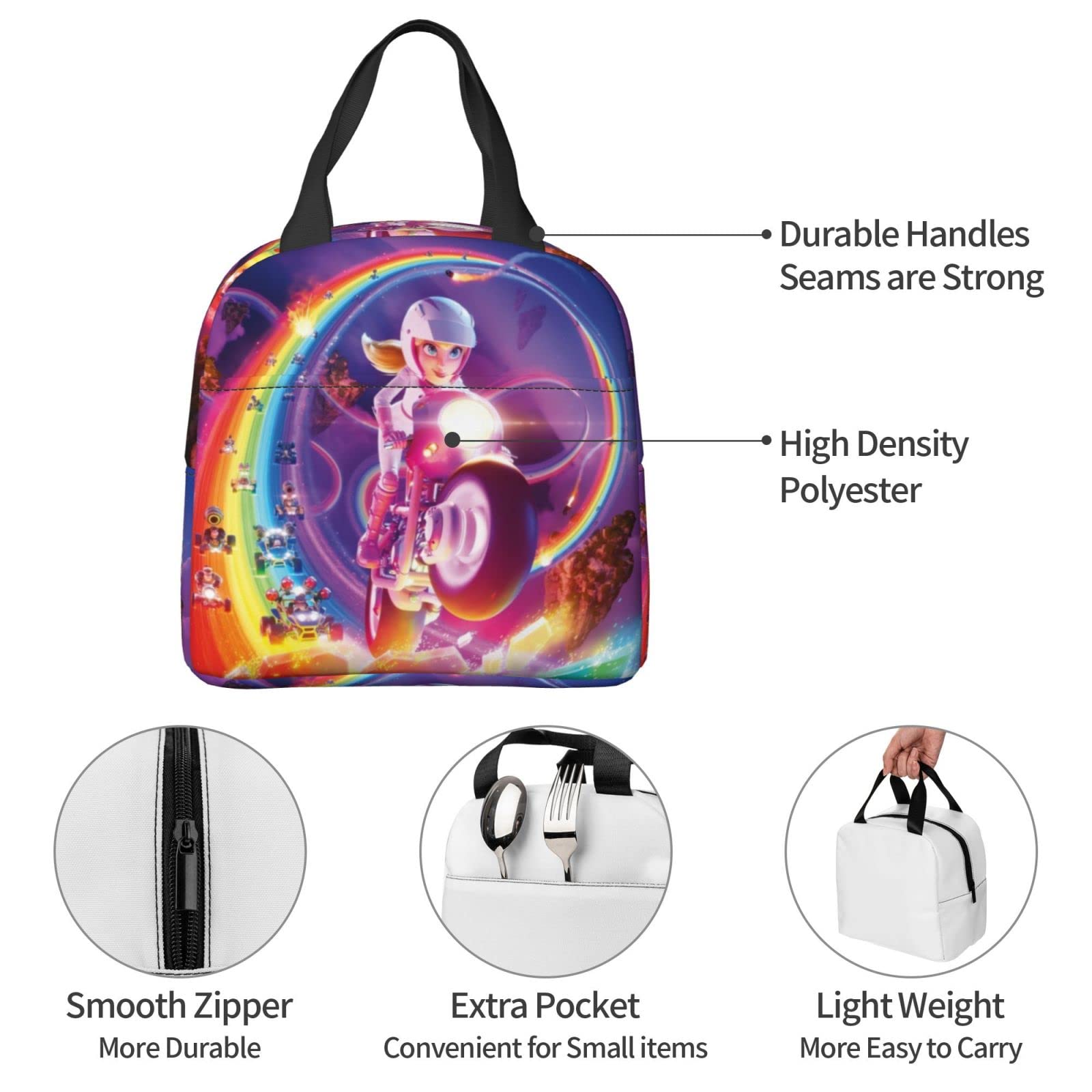 Waterproof Insulated Lunch-Bag for Work/Picnic/Travel Reusable Pea-ch Lunch-Box Large Capacity Tote Meal Bag