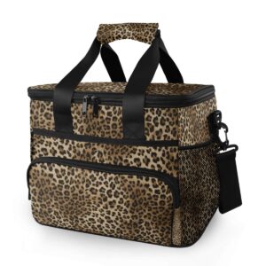 large lunch bag leopard animal skin print lunchbox insulated cooler reusable travel picnic tote bag ice pack for women men (15l)
