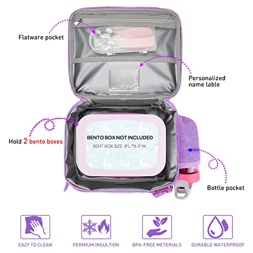 Hairao Girls Lunch Box, Kids Insulated Lunch Box Bag for Girls, Perfect Rainbow Butterfly Bag Size for Packing Hot Foods or Cold Snacks for School Travel and Outdoor Activates Over 4 Years Old