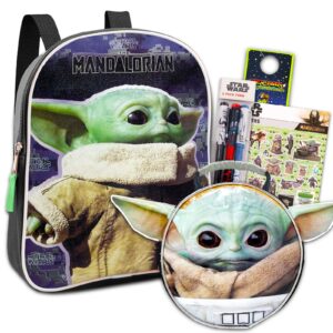 baby yoda backpack with lunch box set - bundle with baby yoda backpack, baby yoda lunch box, water bottle, stickers, more | star wars backpack kids