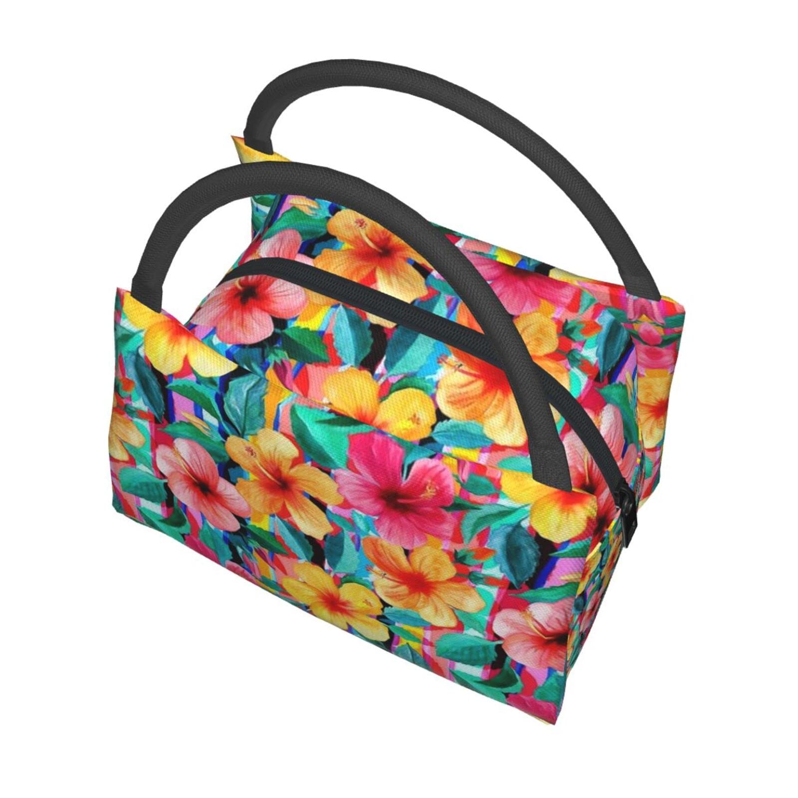 ASYG Hawaii Lunch Bag, Hawaii Tropical Floral Tote Meal Bag Lunch Holder Flower Bag for Work Outdoor Picnic