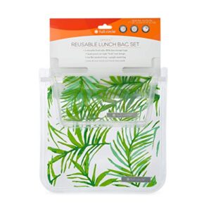 Full Circle Ziptuck Reusable Snack Bags – Multi-Use Leak-Free Food-Safe Storage Bags – BPA-Free – Set of 2,Palm Leaves