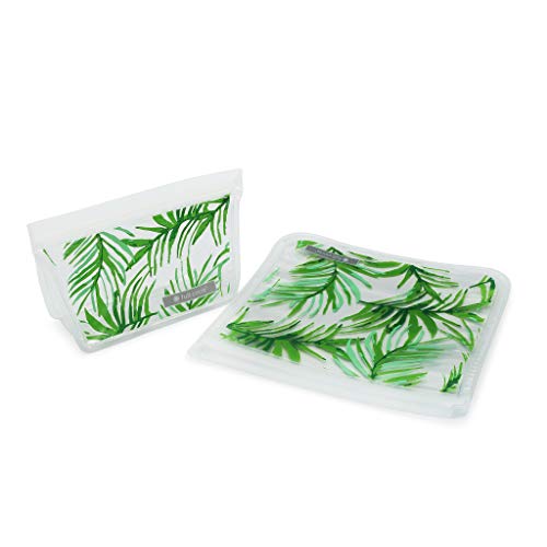 Full Circle Ziptuck Reusable Snack Bags – Multi-Use Leak-Free Food-Safe Storage Bags – BPA-Free – Set of 2,Palm Leaves