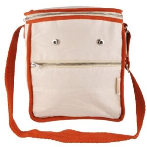 wool insulated organic cotton lunch bag - orange trim