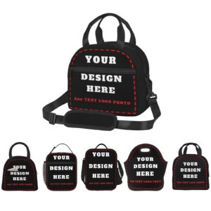 midkepf personalized lunch bag for women men, custom lunch box with photo text, customized insulated lunch tote bags for office picnic travel - double sided design